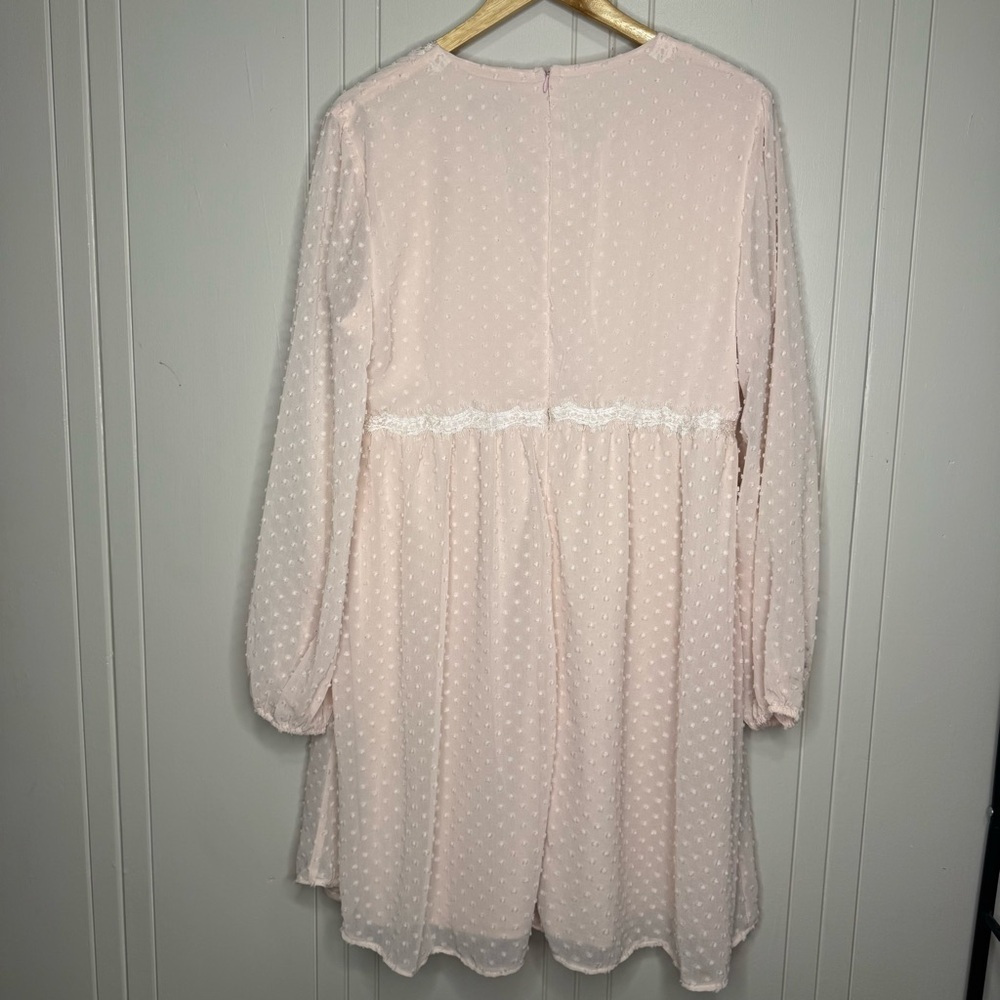 Pink Polka Dot Dress with Lace Trim - Picture 8 of 10